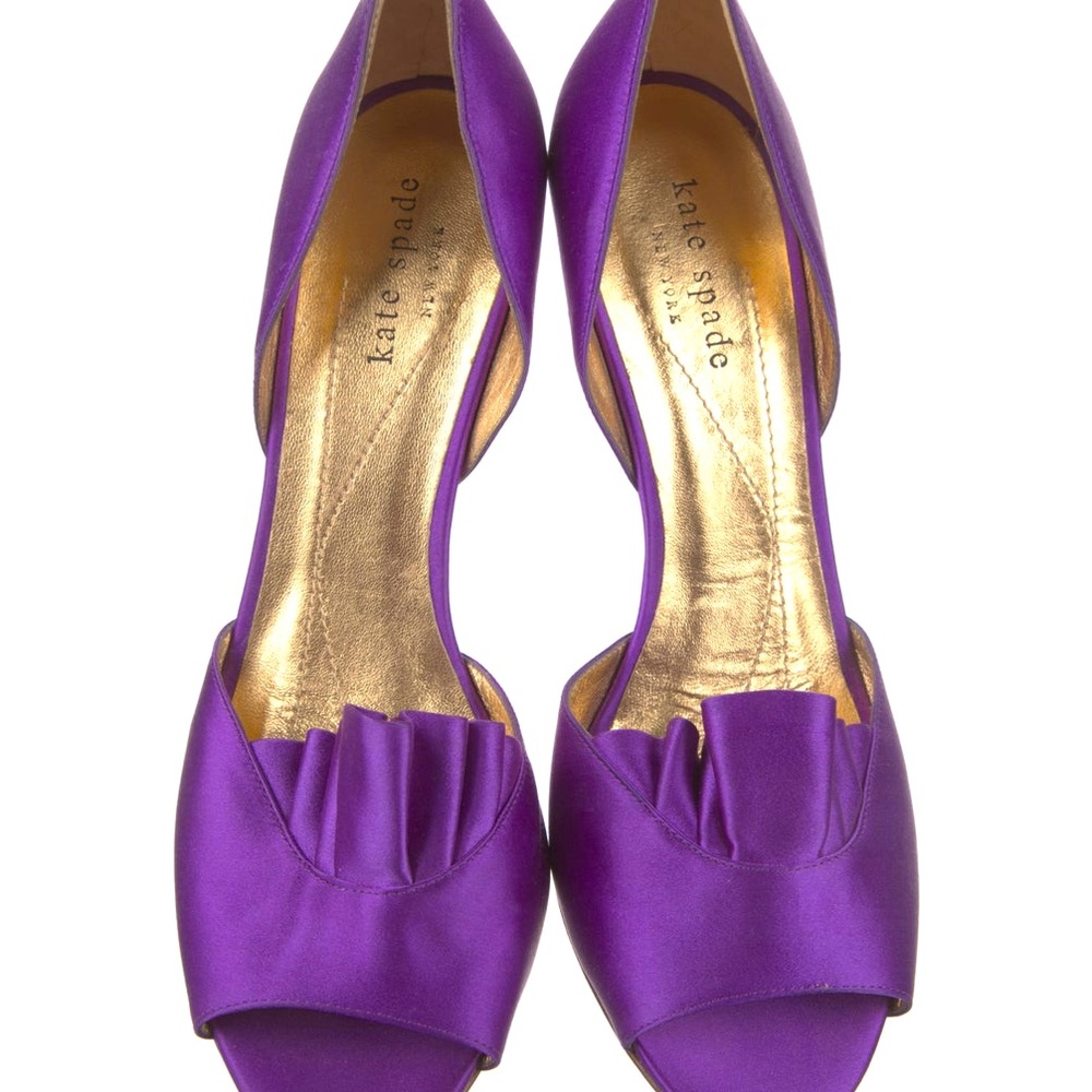 Kate Spade Chrisette Purple Satin Peep Toe Heels Shoes 7.5 M ✨New! without box✨